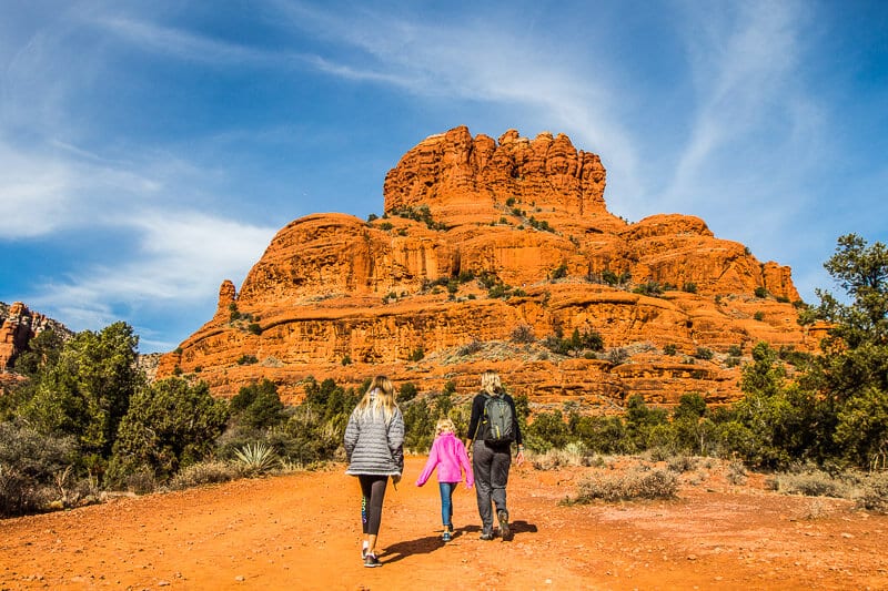 family hiking the Bell Rock Path -