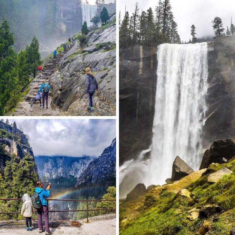 people hiking the vernal falls trail