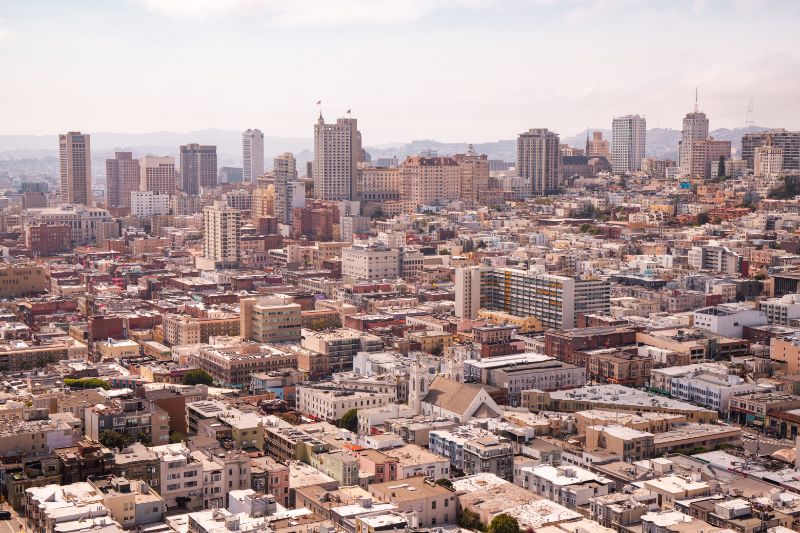 san francisco city skyeline from above