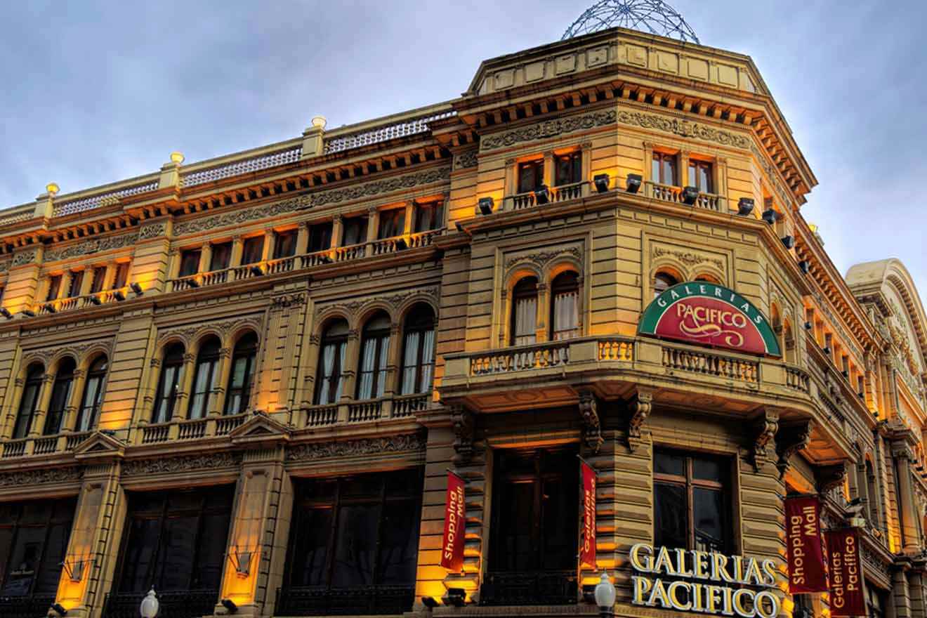 The ornate building of galeras pacifico.