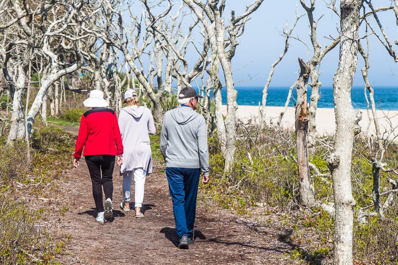 people walking on trail on Chappaquiddick Island, Martha's Vineyard, Massachusetts