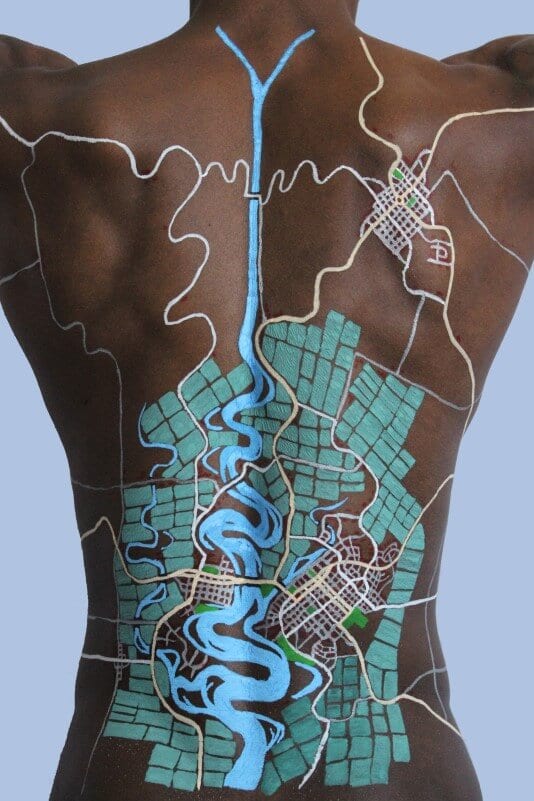 map drawn on a black back