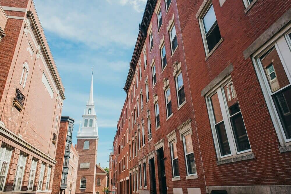 Old North Church at end of street