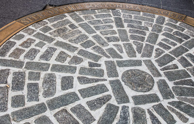 boston massacre plaque in street