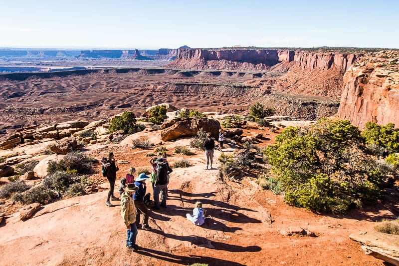 group of people looking at views of canyonland