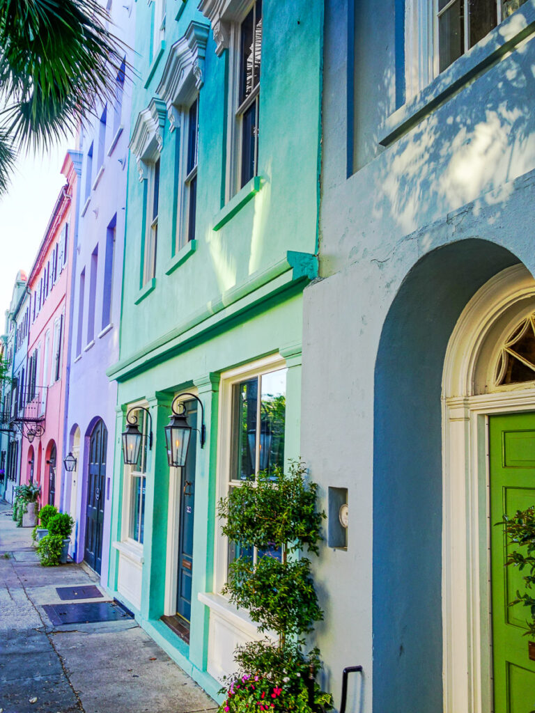 Brightly colored buildings in Charleston, SC.