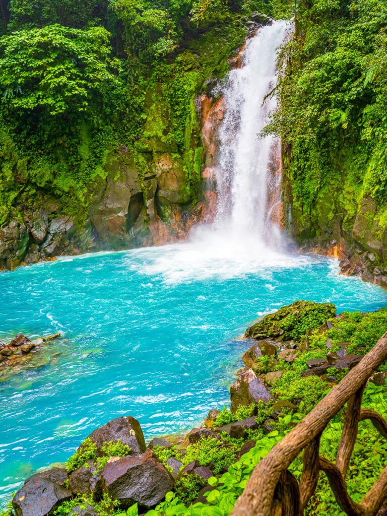 Waterfall in a jungle in Costa Rica. 